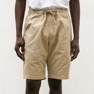 OrSlow Men's Flat Front Drawstring Shorts in Khaki